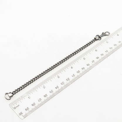 COACH 925 Sterling Silver Vintage Cuban Link Oxidized Key Chain 7.5"