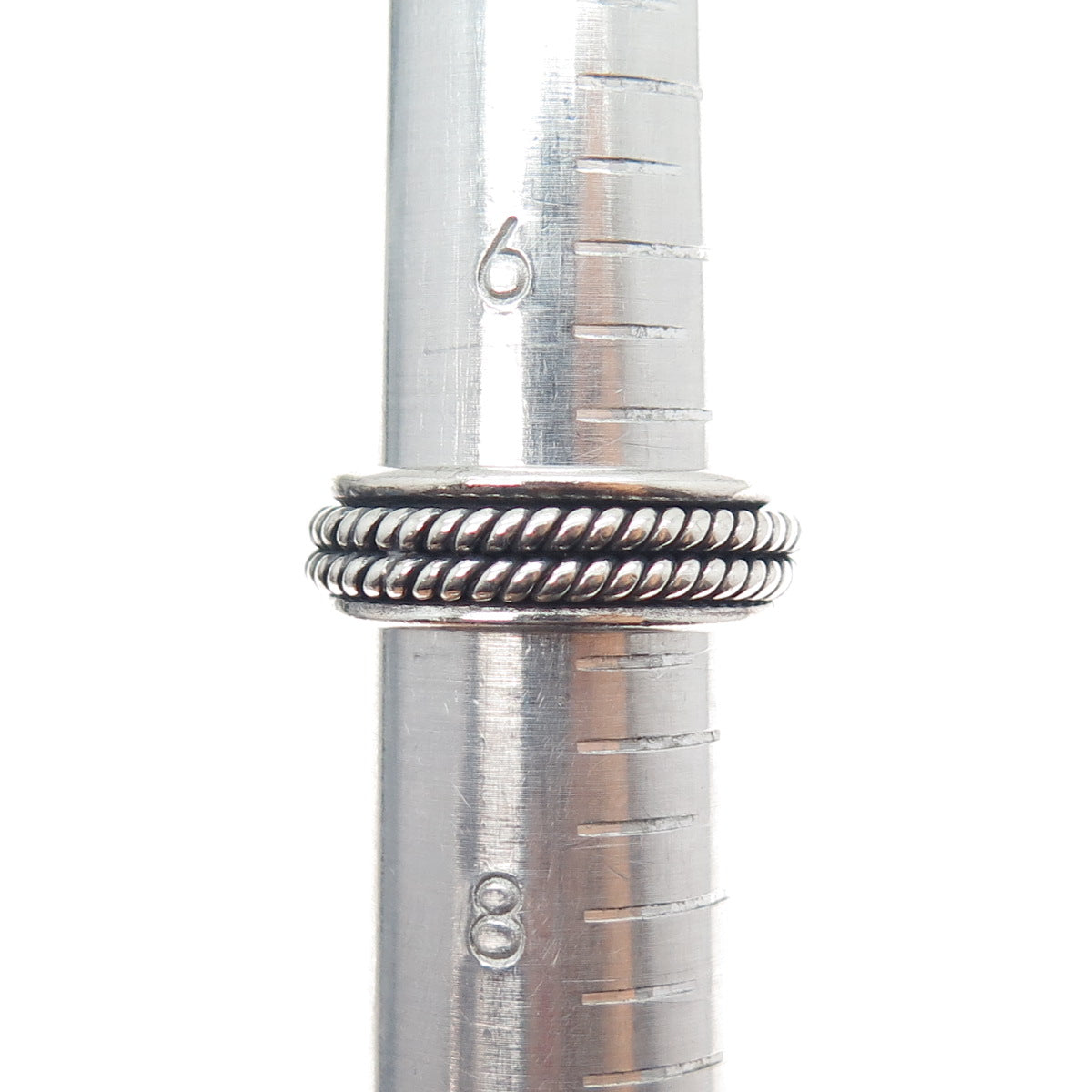 925 Sterling Silver Vintage Mexico Rotating Band Oxidized Ring Size 7.25