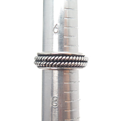 925 Sterling Silver Vintage Mexico Rotating Band Oxidized Ring Size 7.25