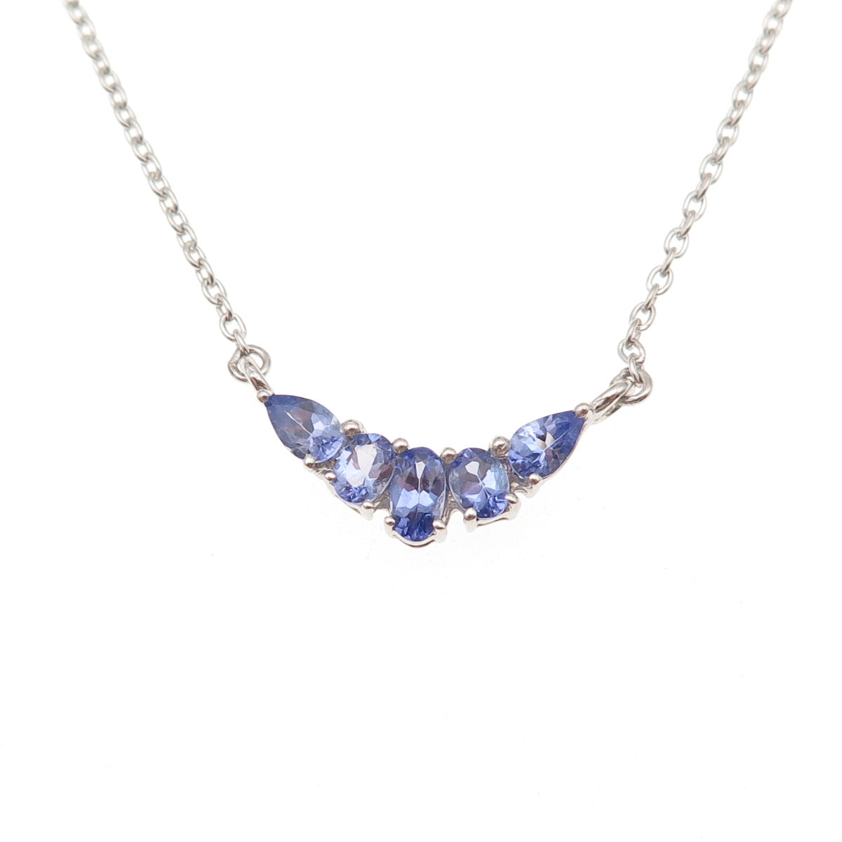 Chuck Clemency 925 Sterling Silver Real Tanzanite Cable Chain Necklace 18"