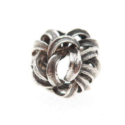 925 Sterling Silver Vintage Modernist Oxidized Ring Size 5