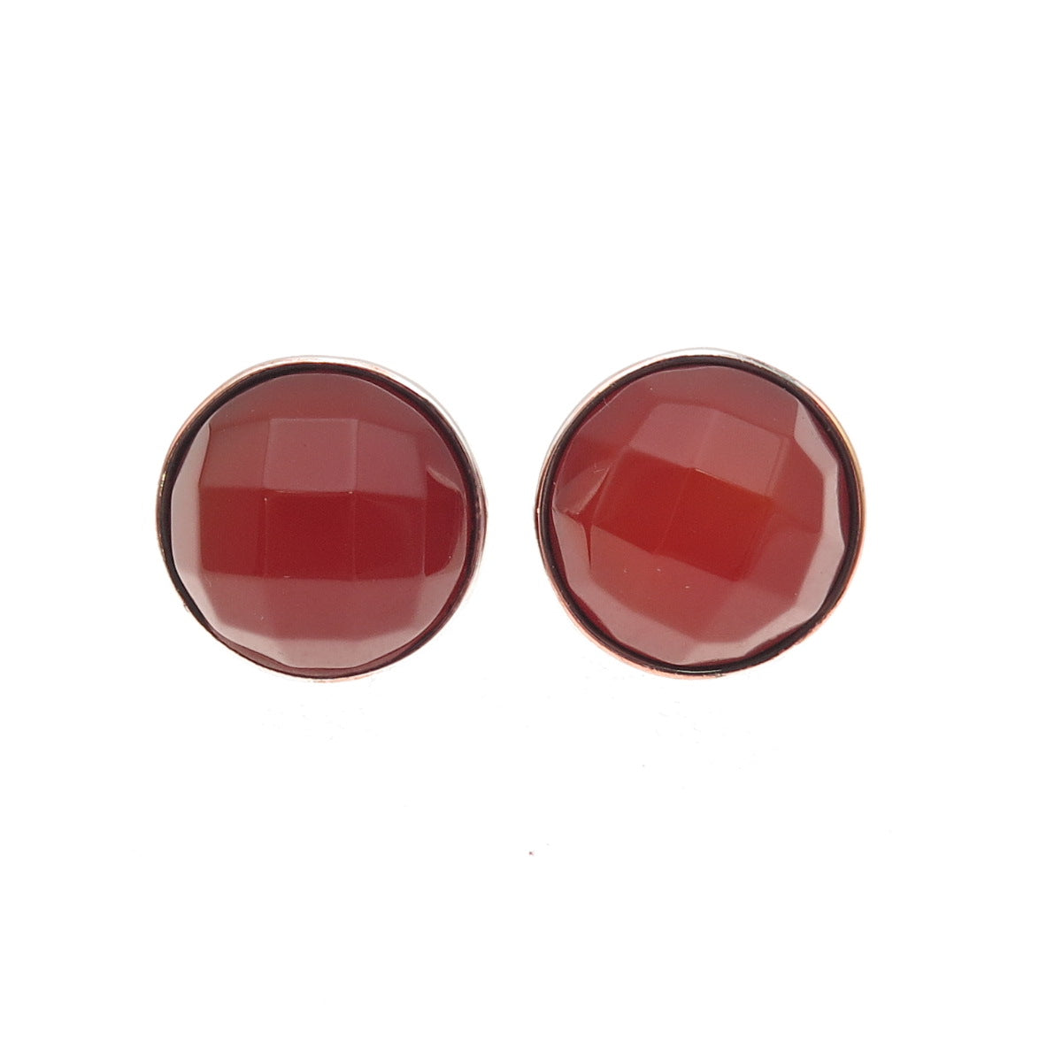925 Sterling Silver Vintage Real Carnelian Stud Earrings