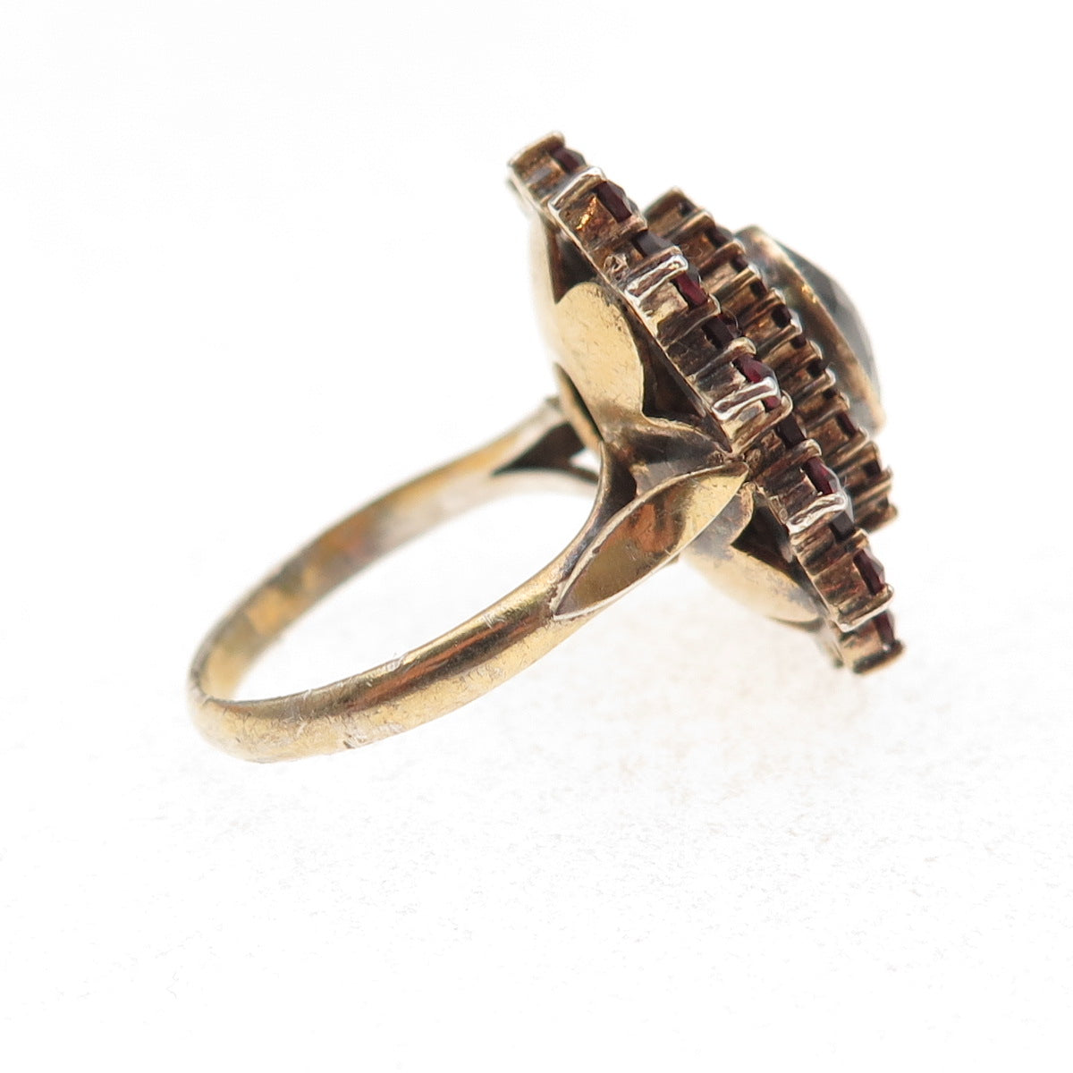 900 Silver Gold Filled Antique Czechia Real Bohemian Garnet Ring Size 6