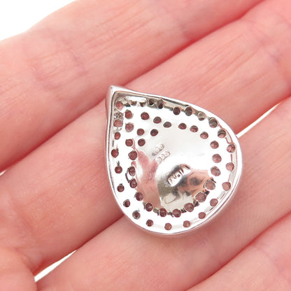 925 Sterling Silver Real Pearl & White Topaz Teardrop Slide Charm Pendant
