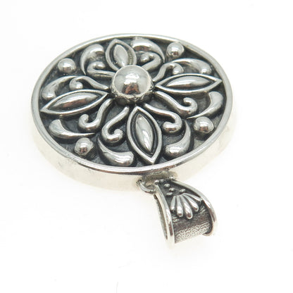 925 Sterling Silver Vintage Mexico Floral Ornate Pendant