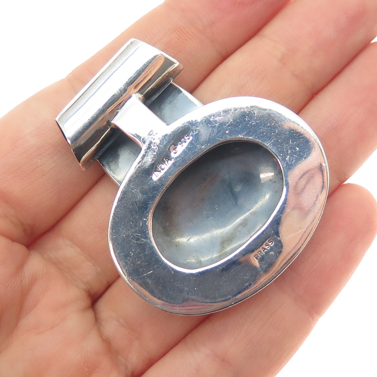 DOUG PAULUS 925 Sterling Silver & Brass Vintage Modernist Oxidized Slide Pendant