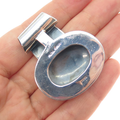 DOUG PAULUS 925 Sterling Silver & Brass Vintage Modernist Oxidized Slide Pendant