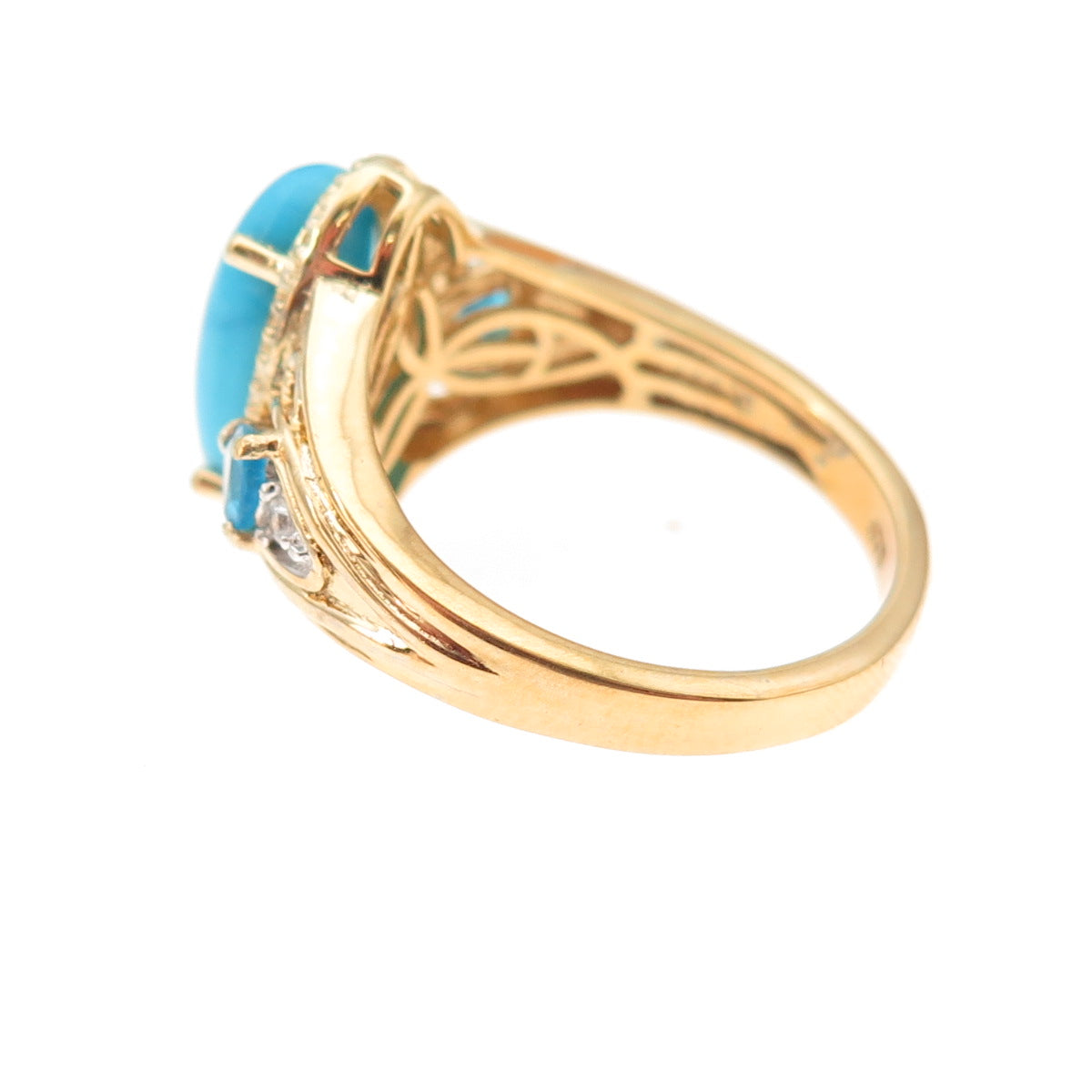 Chuck Clemency Sterling Silver Gold Plated Turquoise Apatite Topaz Ring Size 8.5
