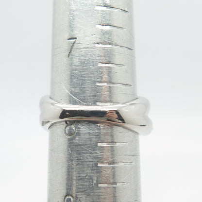 925 Sterling Silver Pave C Z Crossover Ring Size 8