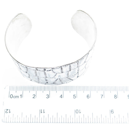 925 Sterling Silver Vintage Mexico Modernist Adjustable Wide Cuff Bracelet 6.75"