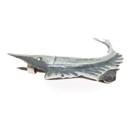 925 Sterling Silver Vintage Mexico Swordfish Pin Brooch