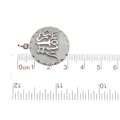 BEAU 925 Sterling Silver Vintage "#1 Mom" Round Charm Pendant
