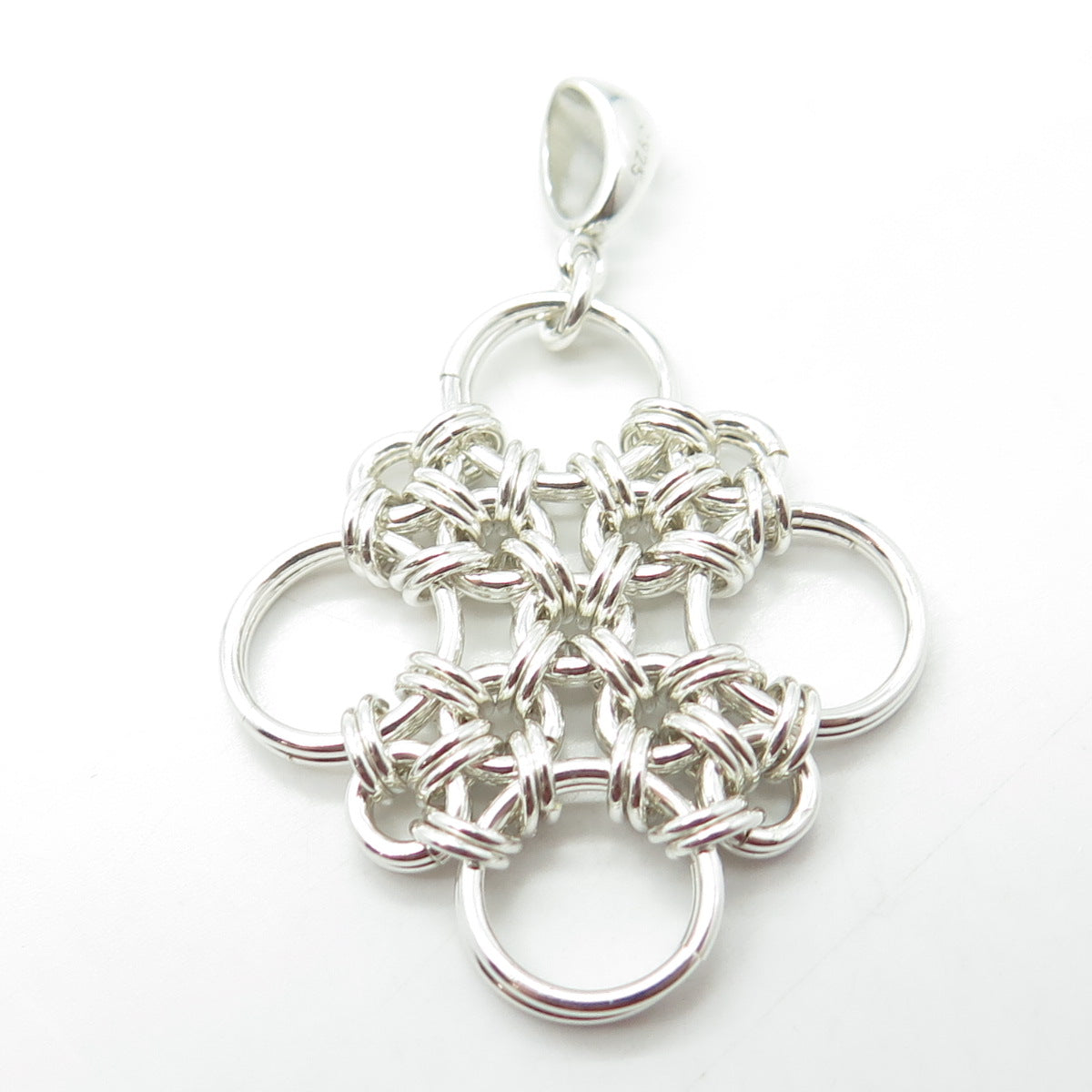 925 Sterling Silver Vintage Multi-Circle Cross 3D Pendant