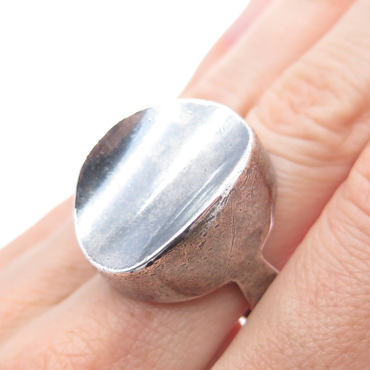925 Sterling Silver Vintage Israel Modernist Oxidized Ring Size 6.5