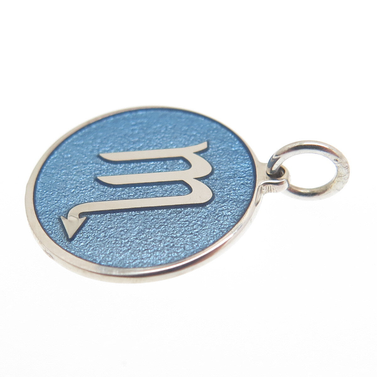 925 Sterling Silver Blue Enamel Scorpio Zodiac Sign Minimalist Charm Pendant