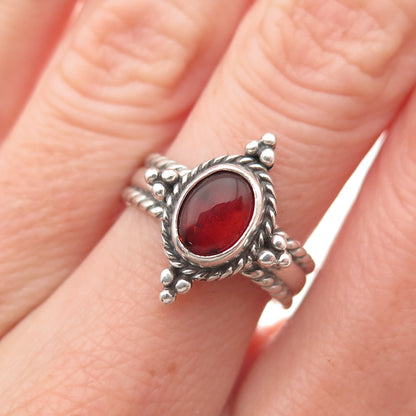 Shube 925 Sterling Silver Vintage Real Amber Oxidized Ring Size 6.75