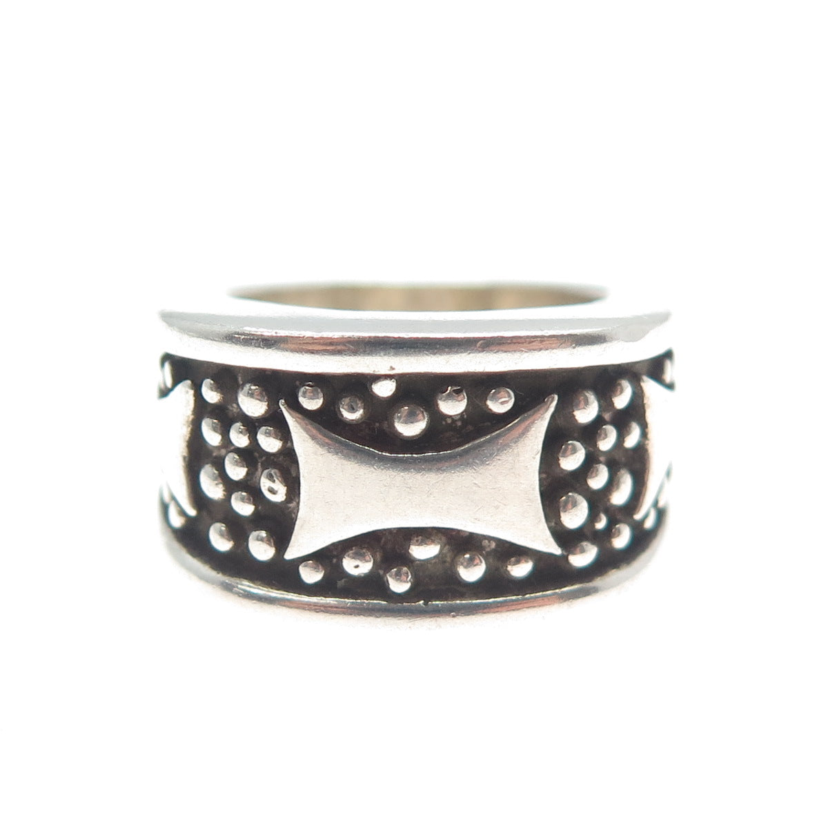 LABELLE 925 Sterling Silver Vintage Modernist Oxidized Ring Size 7