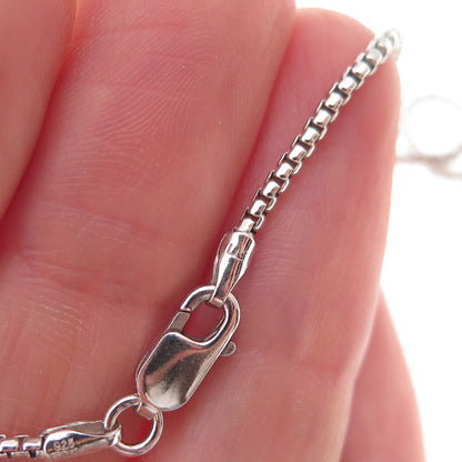 925 Sterling Silver Italy Round Box Chain Necklace 18"