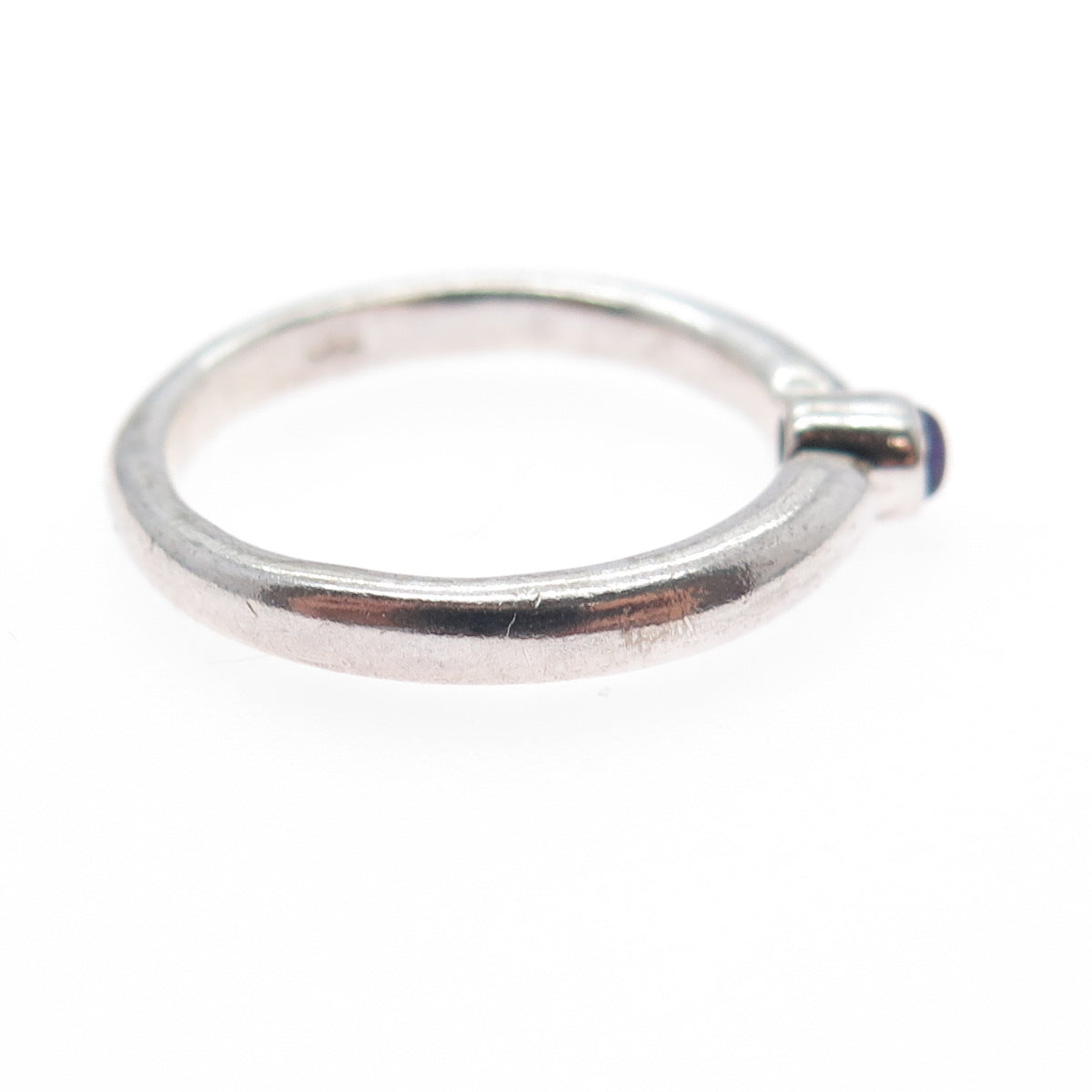925 Sterling Silver Vintage Real Amethyst Adjustable Ring Size 6.25
