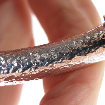 SILPADA 925 Sterling 2-Tone Vintage Round-Cut C Z Hammered Bangle Bracelet 8"