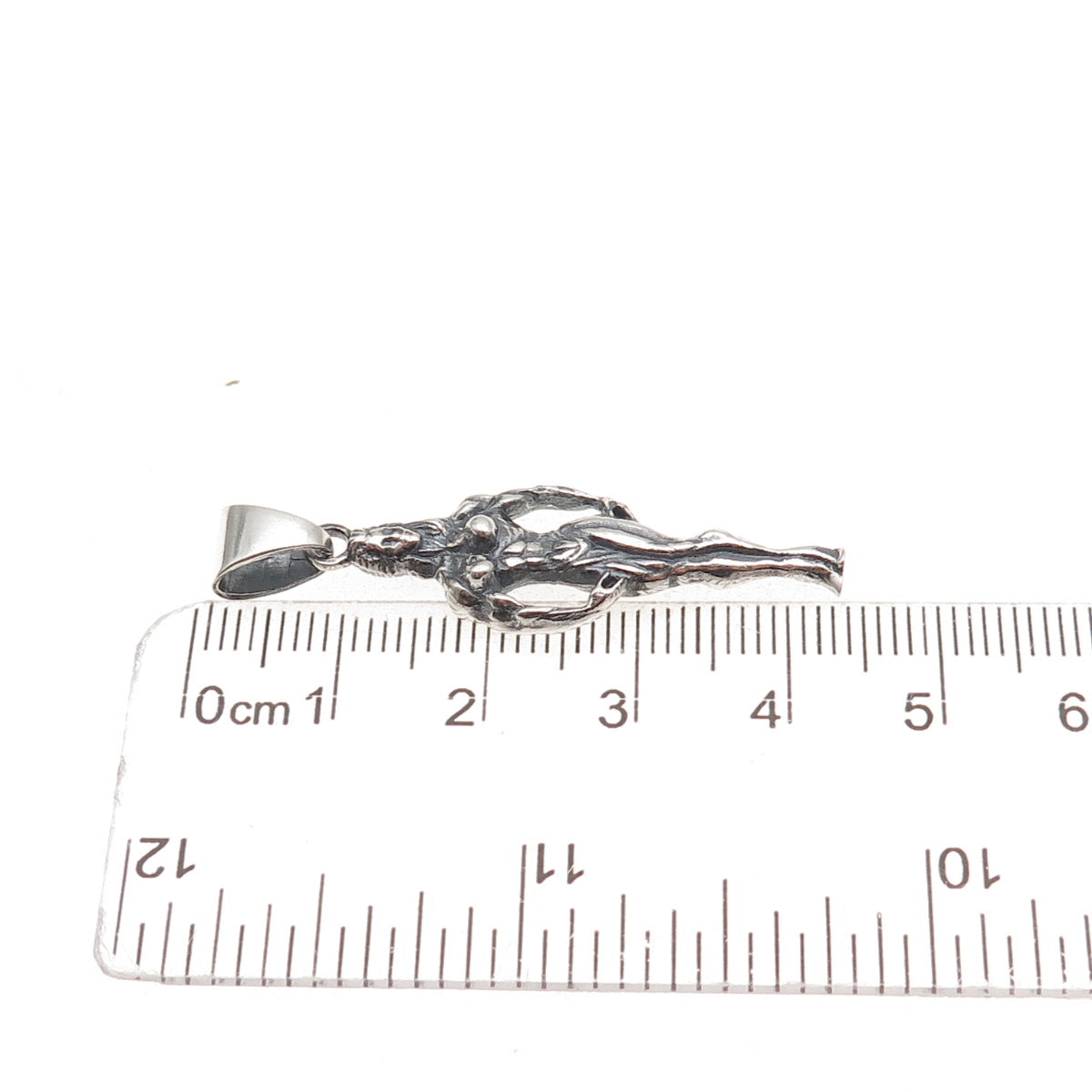 925 Sterling Silver Vintage European Female Bodybuilder Oxidized Charm Pendant