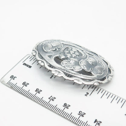925 Sterling Silver Vintage Ornate Oval Pin Brooch