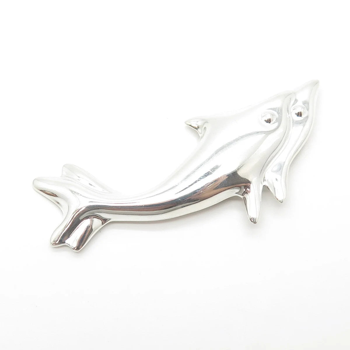 925 Sterling Silver Vintage Mexico Couple of Friendly Dolphin Pin Brooch