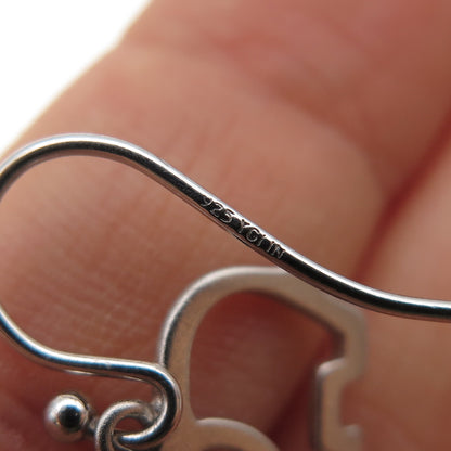 925 Sterling Silver Elephant Dangle Earrings