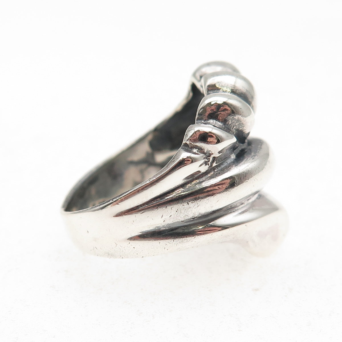 925 Sterling Silver Vintage Modernist Oxidized Ring Size 7.75