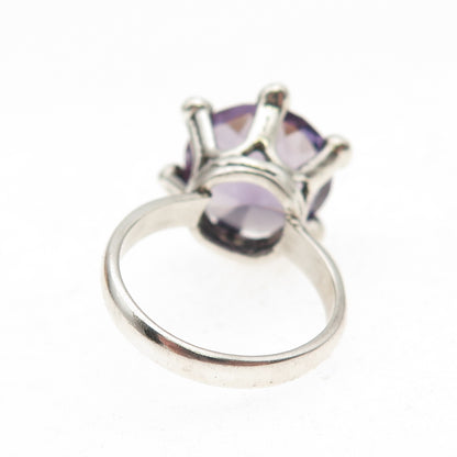 925 Sterling Silver Vintage Mexico Lab-Created Peacock Sapphire Ring Size 6.75