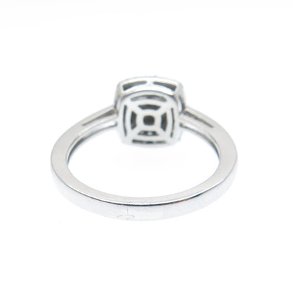 925 Sterling Silver Princess & Round-Cut C Z Engagement Ring Size 6.75