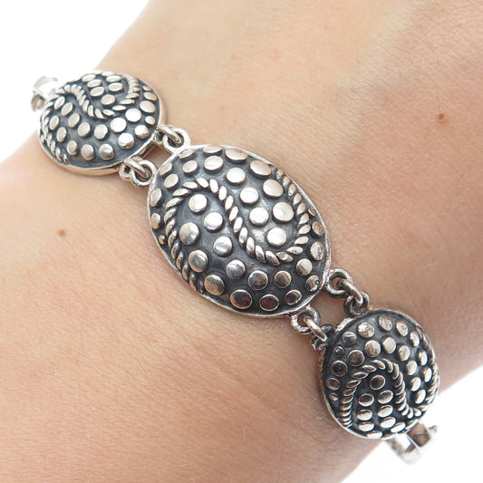 MWS Mark Wasserman Samara Sterling Vintage Yin Yang Popcorn Link Bracelet 7.25"