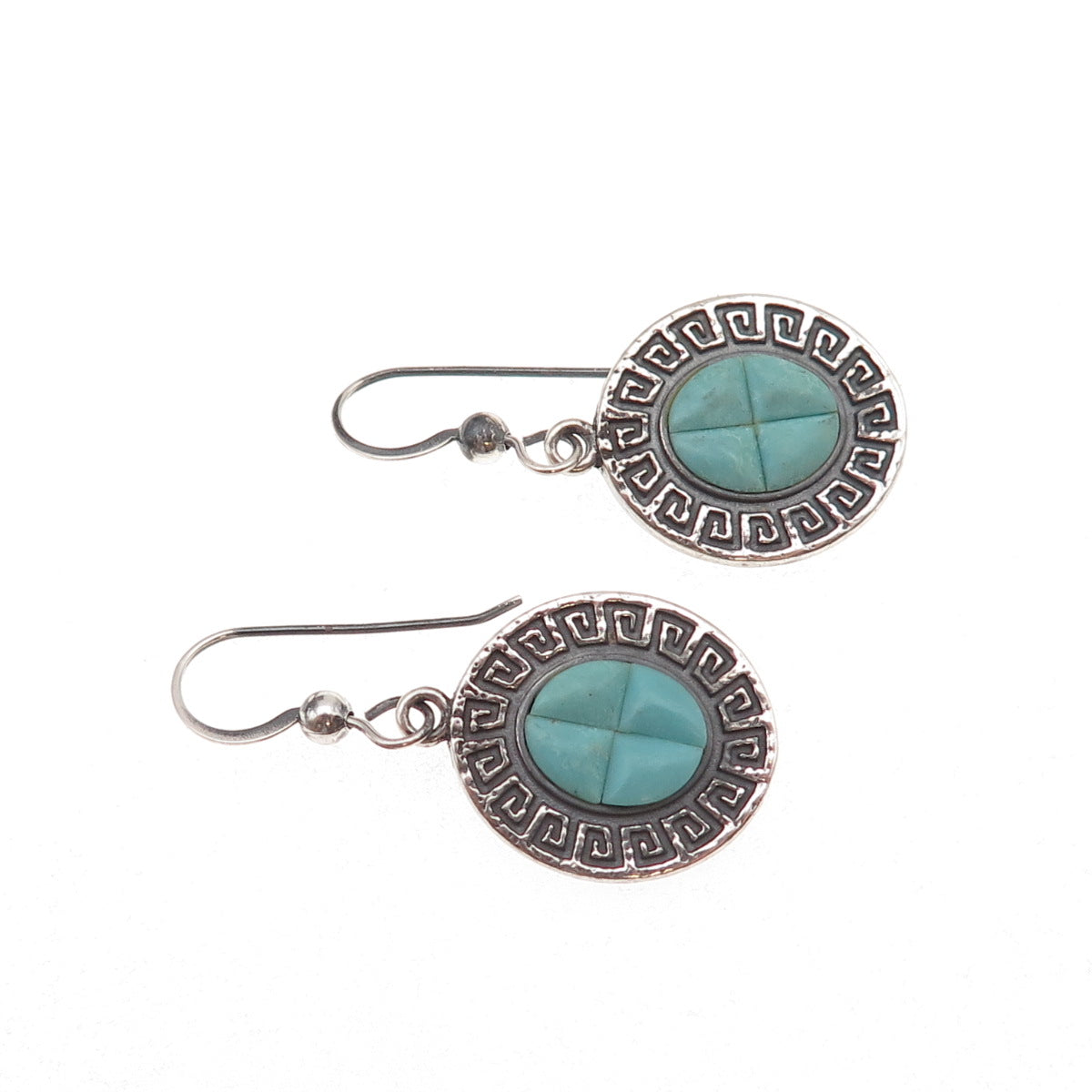 Bennard & Frances Dallasvuyaoma Old Pawn 925 Sterling Vintage Turquoise Earrings