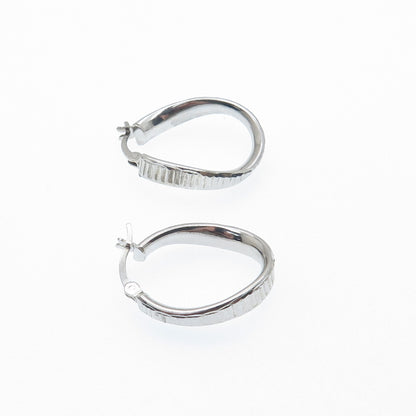 925 Sterling Silver Diamond-Cut Wavy Hoop Earrings
