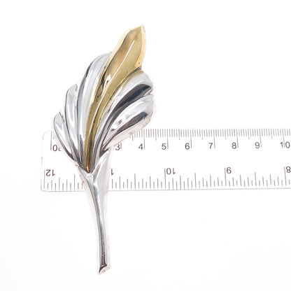 LATON 925 Sterling Silver 2-Tone Vintage Mexico Modernist Pin Brooch