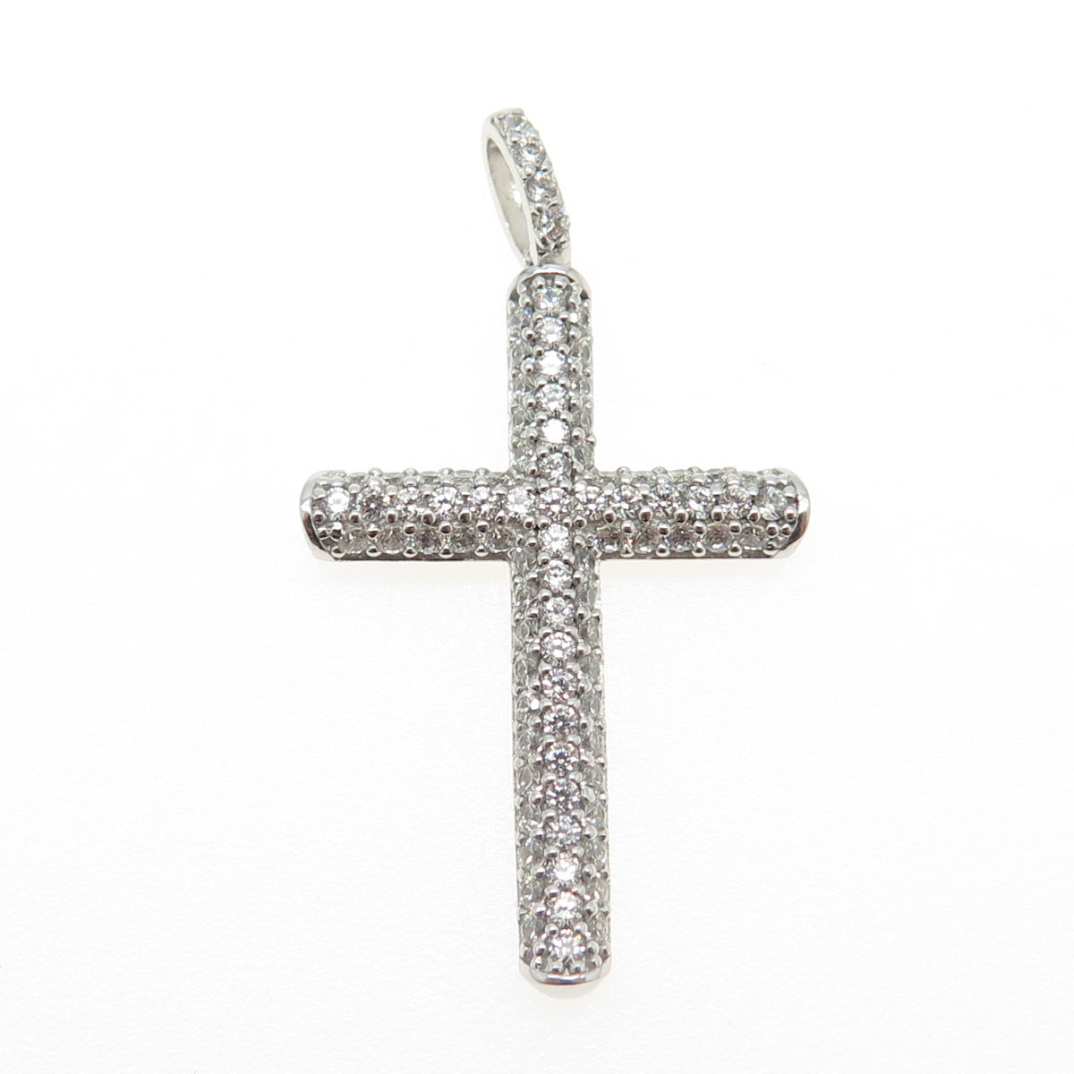 925 Sterling Silver Pave C Z Cross Pendant