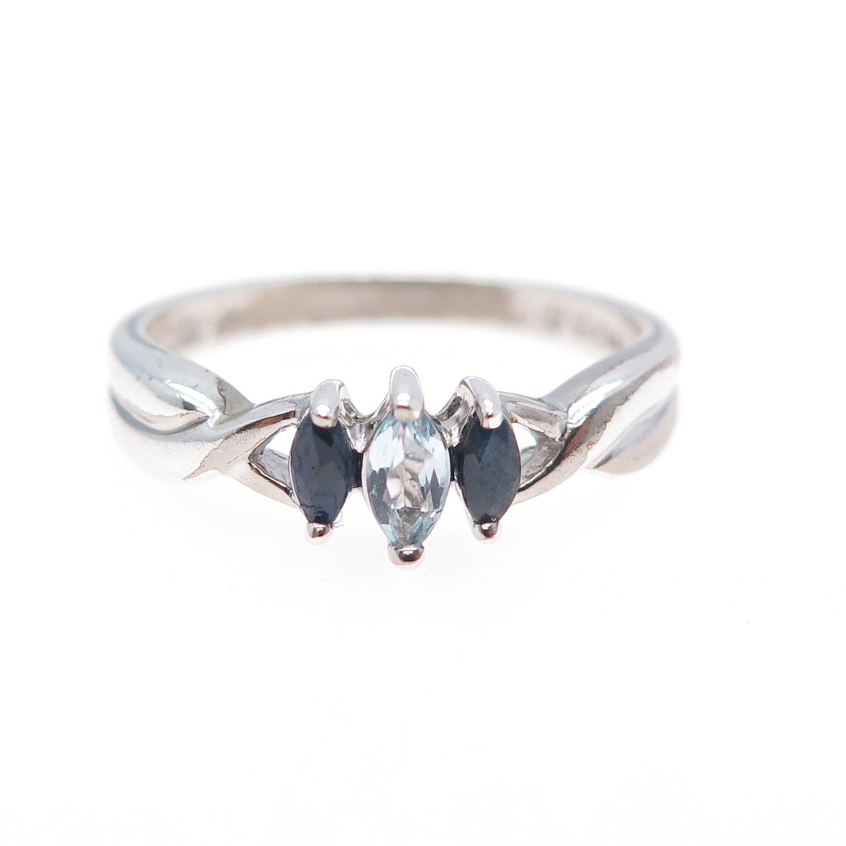 ROSS SIMONS 925 Sterling Silver Vintage Real Sapphire & Blue Topaz Ring Size 8