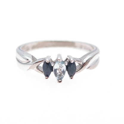 ROSS SIMONS 925 Sterling Silver Vintage Real Sapphire & Blue Topaz Ring Size 8