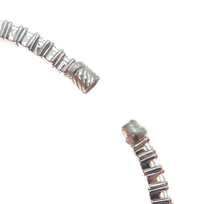 925 Sterling Silver Round-Cut C Z Tennis Link Bangle Bracelet 7.75"