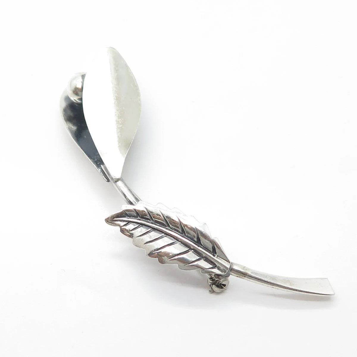 925 Sterling Silver Vintage Floral Leaf Pin Brooch