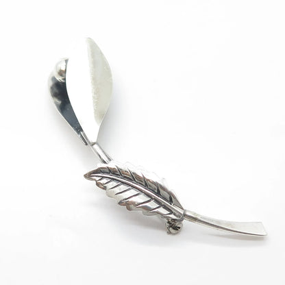 925 Sterling Silver Vintage Floral Leaf Pin Brooch