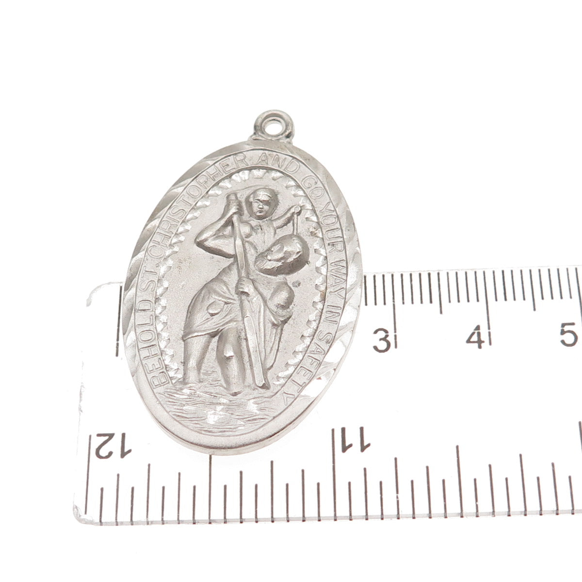 925 Sterling Silver Antique Art Deco St. Christopher Medal Charm Pendant