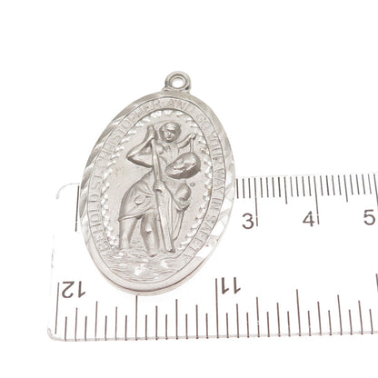 925 Sterling Silver Antique Art Deco St. Christopher Medal Charm Pendant