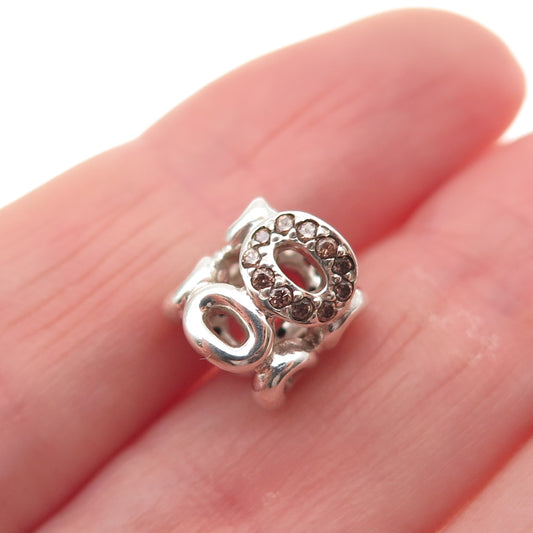PANDORA 925 Sterling Silver Smoky C Z Circle of Friends Slide Bead Charm