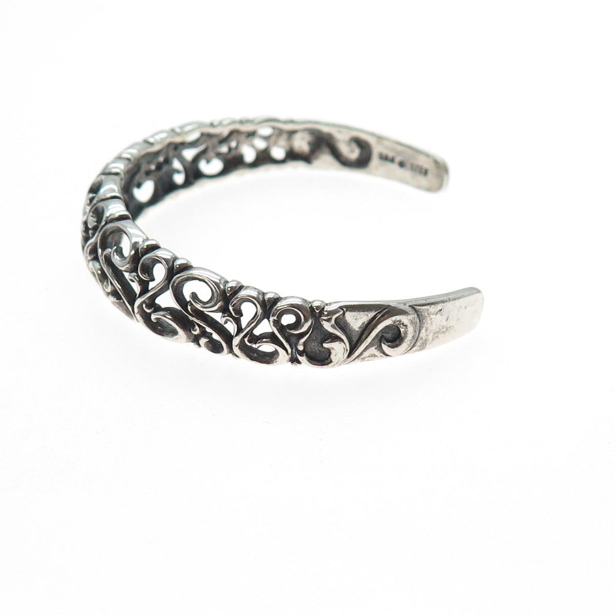 KABANA 925 Sterling Silver Vintage Swirl Oxidized Adjustable Cuff Bracelet 6.75"