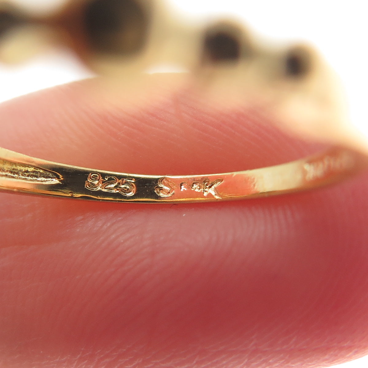 SMK 925 Sterling Silver Gold Plated Beaded Ring Size 7.25