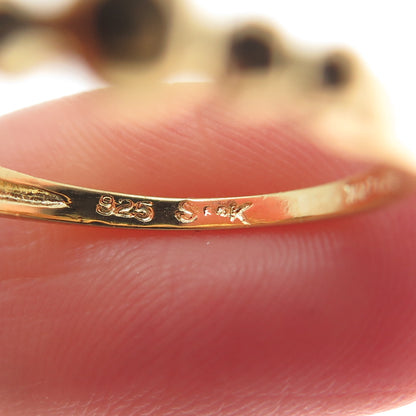 SMK 925 Sterling Silver Gold Plated Beaded Ring Size 7.25