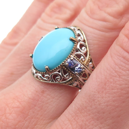 Michael Valitutti Gems En Vogue 925 Sterling Turquoise Tanzanite Ring Size 8.25