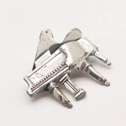 925 Sterling Silver Vintage Beau Grand Piano Pin Brooch
