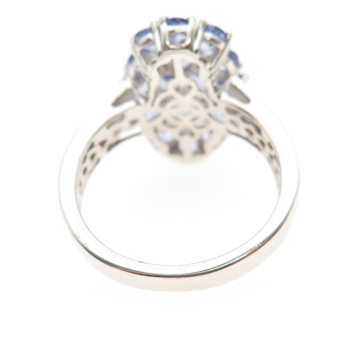 Chuck Clemency 925 Sterling Silver Real Tanzanite Cluster Ring Size 8.25